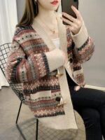 2025년 가을 신상 여성 스웨터 재킷 루즈 패션 두꺼운 니트 카디건 초가을 스타일 상의 여성 의류 - 이미지 2