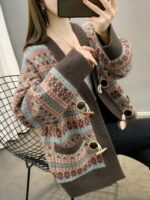 2025년 가을 신상 여성 스웨터 재킷 루즈 패션 두꺼운 니트 카디건 초가을 스타일 상의 여성 의류 - 이미지 5