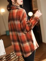 아울렛 카운터 외국 무역 대형 브랜드 클리어런스 세일 봄 가을 얇은 복고풍 플레드 셔츠 느슨한 재킷 여성 - 이미지 3