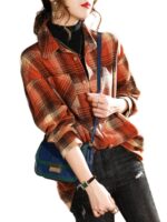 아울렛 카운터 외국 무역 대형 브랜드 클리어런스 세일 봄 가을 얇은 복고풍 플레드 셔츠 느슨한 재킷 여성 - 이미지 4