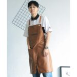 북유럽 스타일 앞치마 방수 및 내유 홈 주방 카페 남녀 작업복 PU 가죽 맞춤 로고 인쇄 - 이미지 4