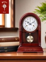 폴라리스 기계식 탁상시계 복고풍 원목 시계 황동 기계식 구식 벽난로 시계 새로운 중국식 진자 시계