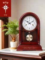 폴라리스 기계식 탁상시계 복고풍 원목 시계 황동 기계식 구식 벽난로 시계 새로운 중국식 진자 시계 - 이미지 2