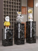 01바닥형 장식장식 받침대 | 거실 입구 대리석 암석 슬라브 디스플레이 높이 플랫폼 돌 기둥 꽃 스탠드 - 이미지 2