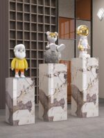 01바닥형 장식장식 받침대 | 거실 입구 대리석 암석 슬라브 디스플레이 높이 플랫폼 돌 기둥 꽃 스탠드 - 이미지 3