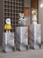 01바닥형 장식장식 받침대 | 거실 입구 대리석 암석 슬라브 디스플레이 높이 플랫폼 돌 기둥 꽃 스탠드 - 이미지 4