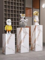 01바닥형 장식장식 받침대 | 거실 입구 대리석 암석 슬라브 디스플레이 높이 플랫폼 돌 기둥 꽃 스탠드 - 이미지 5