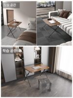 접이식 책상 홈 오피스 책상 리프트 견고한 나무 침대 옆 탁자 간단한 야외 접이식 공부 테이블 컴퓨터 테이블 - 이미지 5