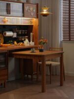 유샹 일본식 원목 접이식 식탁 북유럽 체리나무 심플 소형 아파트 접이식 식탁 통나무 식탁 홈 - 이미지 5