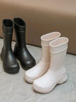 Summit Queen 포시즌스 솔리드 컬러 하이탑 슬립온 스노우 부츠 방수 레인 부츠 - 이미지 3