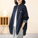 유행 느슨한 기질 데님 재킷 여성 셔츠 2025 봄과 가을 새로운 엄마 큰 사이즈 가을 캐주얼 탑 얇은 - 이미지 2