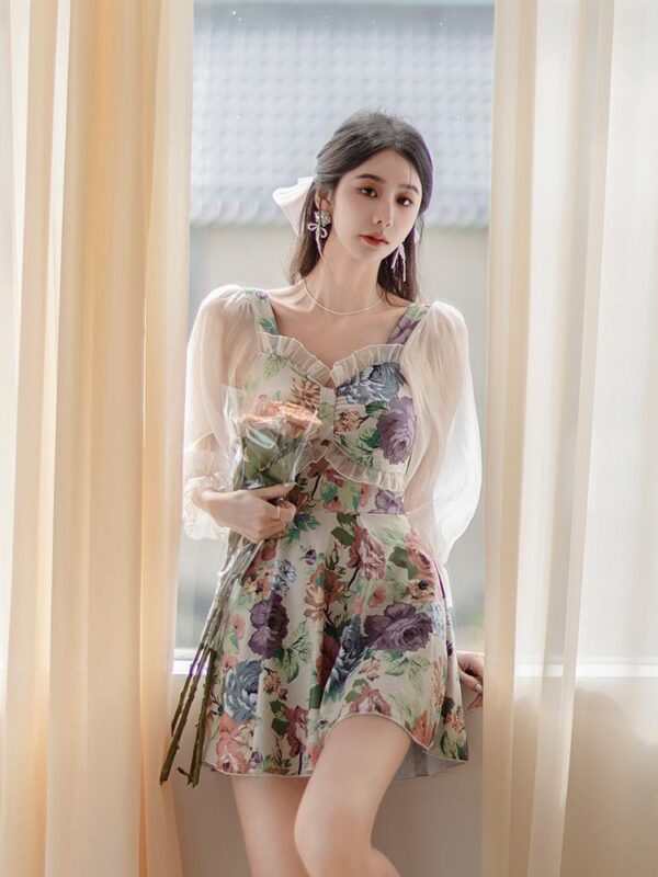 수영복 여성 섹시 2025 새로운 핫 스타일 긴팔 보수적 패션 고급 슬리밍 원피스 온천 수영복