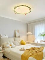 장미꽃 로맨틱 소녀 일본식 통나무 크림 스타일 침실 메인 라이트 그린 레트로 프랑스 목가적 천장 램프 - 이미지 2