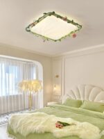 장미꽃 로맨틱 소녀 일본식 통나무 크림 스타일 침실 메인 라이트 그린 레트로 프랑스 목가적 천장 램프 - 이미지 3