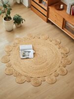 밀짚 원형 카펫 물갈대 손으로 짠 거실 침실 라탄 바닥 매트 홈스테이 의류 매장 장식 매트