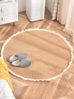 밀짚 원형 카펫 물갈대 손으로 짠 거실 침실 라탄 바닥 매트 홈스테이 의류 매장 장식 매트 - 이미지 5
