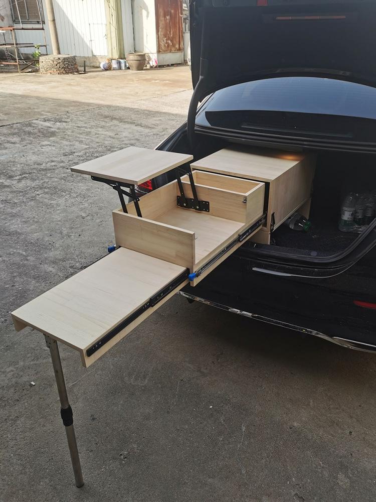 main_715400968482_0 트렁크 풀아웃 작업대, 차량 보관 랙, 야외 피크닉 테이블, 텔레스코픽 접이식 스케이트보드 랙이 있는 차량 스톨 - 이미지 1