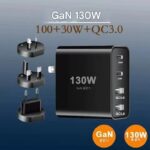 130W GaN 충전기 Type C 플러그 A+C 멀티포트 PD 고속 충전 100W 멀티 QC 프로토콜 + PD 프로토콜 TPYEC 노트북 2A+2C 4포트 데스크탑 전원 어댑터 - 이미지 5