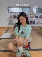 녹색 멀티 스티칭 롱 부츠 여성용 Y2K 니치 하이 레더 부츠 레트로 부츠 플랫 스티칭 핫걸 부츠 TMA 쿨 - 이미지 3