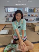 녹색 멀티 스티칭 롱 부츠 여성용 Y2K 니치 하이 레더 부츠 레트로 부츠 플랫 스티칭 핫걸 부츠 TMA 쿨 - 이미지 5