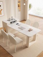 크림 스타일 아일랜드 테이블 모던 심플 소형 주방 ​​수납식 프랑스식 라이트 럭셔리 록 플레이트 역전 통합