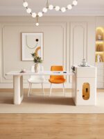 크림 스타일 아일랜드 테이블 모던 심플 소형 주방 ​​수납식 프랑스식 라이트 럭셔리 록 플레이트 역전 통합 - 이미지 2