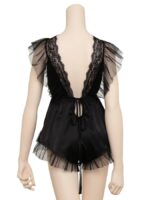 일본 구매 라비주르 아름다운 새틴 백 스플릿 레이스 반바지 가슴 패드 섹시 파자마 - 이미지 4