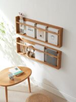 책장 벽걸이 수납 선반 거실 벽 디스플레이 선반 책과 신문 잡지 선반 신문 보관 선반 데이터 선반 단단한 목재 - 이미지 5