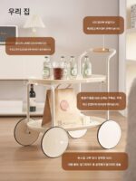 소파 사이드 테이블, 이동식 카트, 크림 스타일 커피 테이블, 미니 소형 아파트, 모던 크리에이티브 거실, 소형 테이블 - 이미지 3