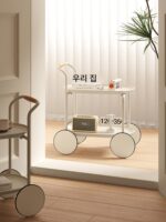 소파 사이드 테이블, 이동식 카트, 크림 스타일 커피 테이블, 미니 소형 아파트, 모던 크리에이티브 거실, 소형 테이블 - 이미지 5