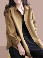 2025년 봄 가을 신상품 여성용 긴팔 셔츠 세련된 노화 방지 카디건 재킷 올매치 중간 길이 여성용 상의 - 이미지 4