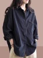 2025년 봄 가을 신상품 여성용 긴팔 셔츠 세련된 노화 방지 카디건 재킷 올매치 중간 길이 여성용 상의 - 이미지 5