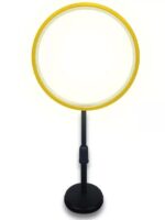 백라이트 배경이 있는 LED 조리개 발광 리프팅 프레임 조정 조명 링 테이블 플로어 램프 스탠드 디스플레이 조명 장식품 - 이미지 5