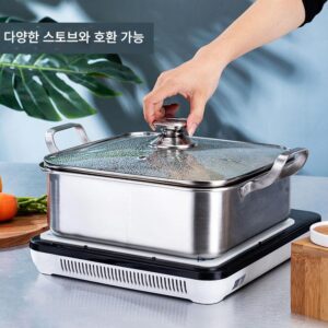 304 스테인리스 스틸 이중맛 냄비 사각 냄비 냄비 가정용 걸쭉한 국 냄비 유도 쿠커 특수 샤부샤부 냄비 분지