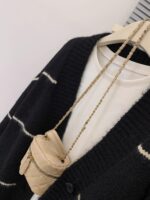 여성용 블랙 스트라이프 V넥 재킷, 고급 레이지 스타일 아우터웨어, 니트 카디건 스웨터 2025년 신상품 초가을 - 이미지 4