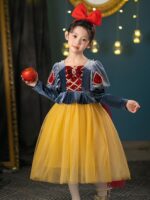 백설공주 스커트 여자 가을 겨울 벨벳 긴팔 디즈니 코스 생일 드레스 할로윈 어린이 의상