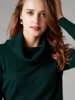 봄, 가을 캐시미어 베이슨 칼라 솔리드 컬러 캐시미어 스웨터 여성용 털 칼라 니트 심플 바텀 셔츠 이너웨어 통근 하이 칼라 스웨터 - 이미지 4