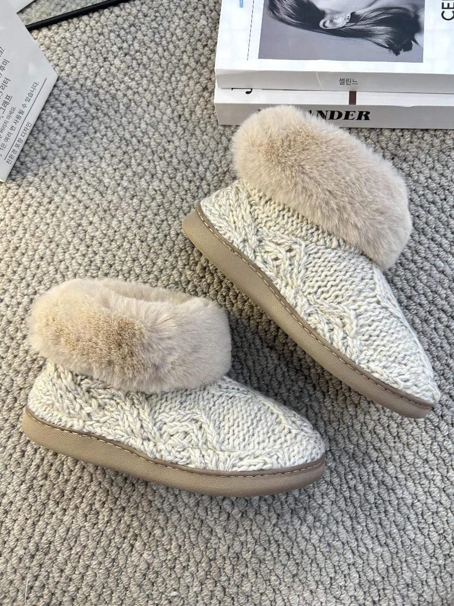 main_742367620662_0 새로운 가을, 겨울 여성용 초두꺼운 따뜻한 코튼 부츠 짧은 튜브 모피 니트 스노우 부츠 실내 및 실외 착용 기질 짧은 부츠 - 이미지 1