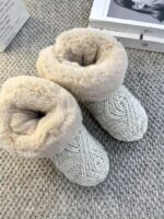 새로운 가을, 겨울 여성용 초두꺼운 따뜻한 코튼 부츠 짧은 튜브 모피 니트 스노우 부츠 실내 및 실외 착용 기질 짧은 부츠 - 이미지 3