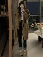 루즈한 레이지 스타일 롱 스웨터 카디건 재킷 여성 봄 가을 대형 뚱뚱한 여자 슬림 메일라드 니트 탑 - 이미지 4