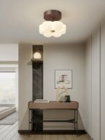 크림 스타일 복도 천장 램프 창의적인 꽃 벽 램프 침실 침대 옆 샹들리에 심플 모던 레스토랑 샹들리에 - 이미지 3