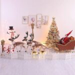 크리스마스 장식 대형 사슴 끄는 수레 빛나는 엘크 봉제 사슴 철 썰매 대형 크리스마스 장면 레이아웃 - 이미지 3