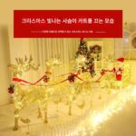 크리스마스 장식 대형 사슴 끄는 수레 빛나는 엘크 봉제 사슴 철 썰매 대형 크리스마스 장면 레이아웃 - 이미지 4