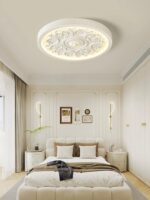 침실 램프 크림 스타일 새로운 예술 조각 프랑스 꽃 램프 심플한 원형 모조 목재 색상 룸 천장 램프 - 이미지 5