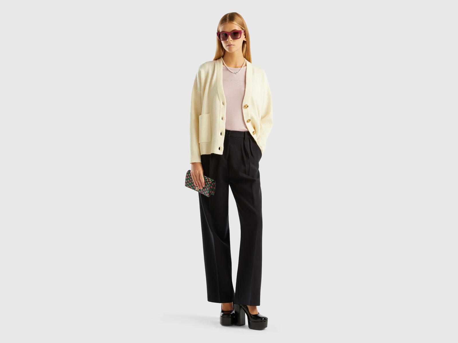 main_745931394322_0 이탈리아 오리지널 봄/가을 공식 홈페이지 신제품 베네통 포켓 여성용 배트 슬리브 루즈 니트 카디건 - 이미지 1