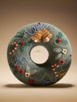 자라홈 정통 크리스마스 패턴 어린이 자수 축제 패턴 원형 쿠션 베개