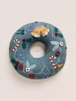 자라홈 정통 크리스마스 패턴 어린이 자수 축제 패턴 원형 쿠션 베개 - 이미지 2