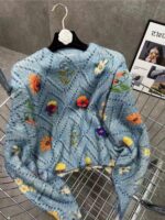 바다 꽃 부드러운 글루티너스 3차원 크로셰 꽃 니트 풀오버 프린트 스웨터 여성용 루즈 레이지 스타일 니트 탑 - 이미지 2