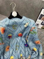 바다 꽃 부드러운 글루티너스 3차원 크로셰 꽃 니트 풀오버 프린트 스웨터 여성용 루즈 레이지 스타일 니트 탑 - 이미지 4