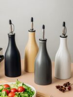 세라믹 오일 냄비 걸림 방지 및 누출 방지 땅콩 유채씨 오일 병 가정용 주방 고온 방지 간장 식초 병 오일 병 세트